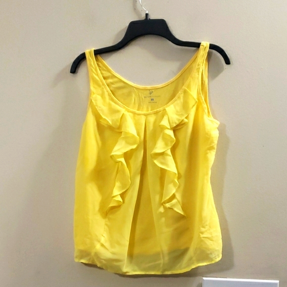 2/$15 New York & Company Yellow Ruffle Tank Top - Picture 1 of 7